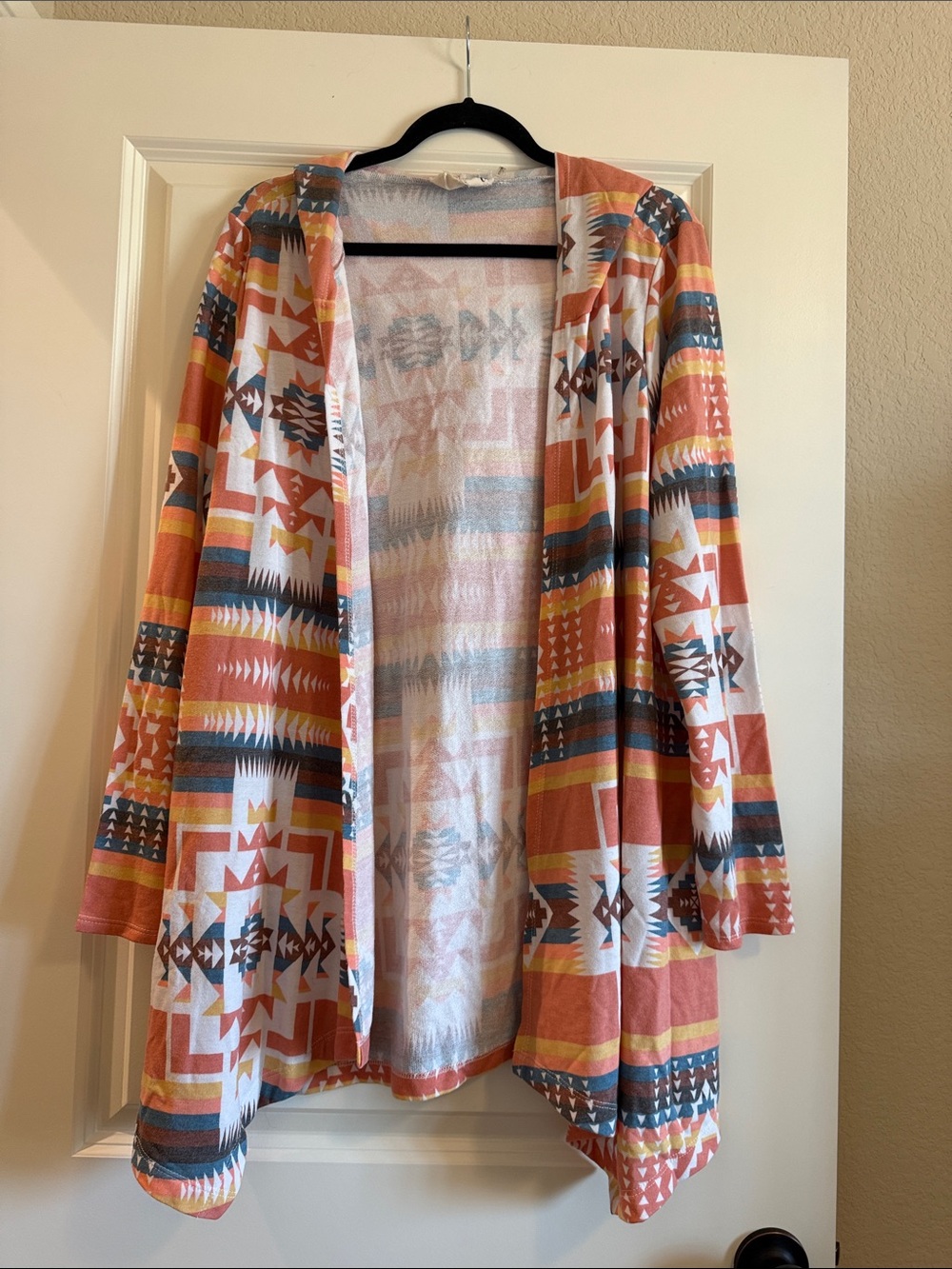 Savanna Jane Rust Multi Tribal Open-Front Cardigan